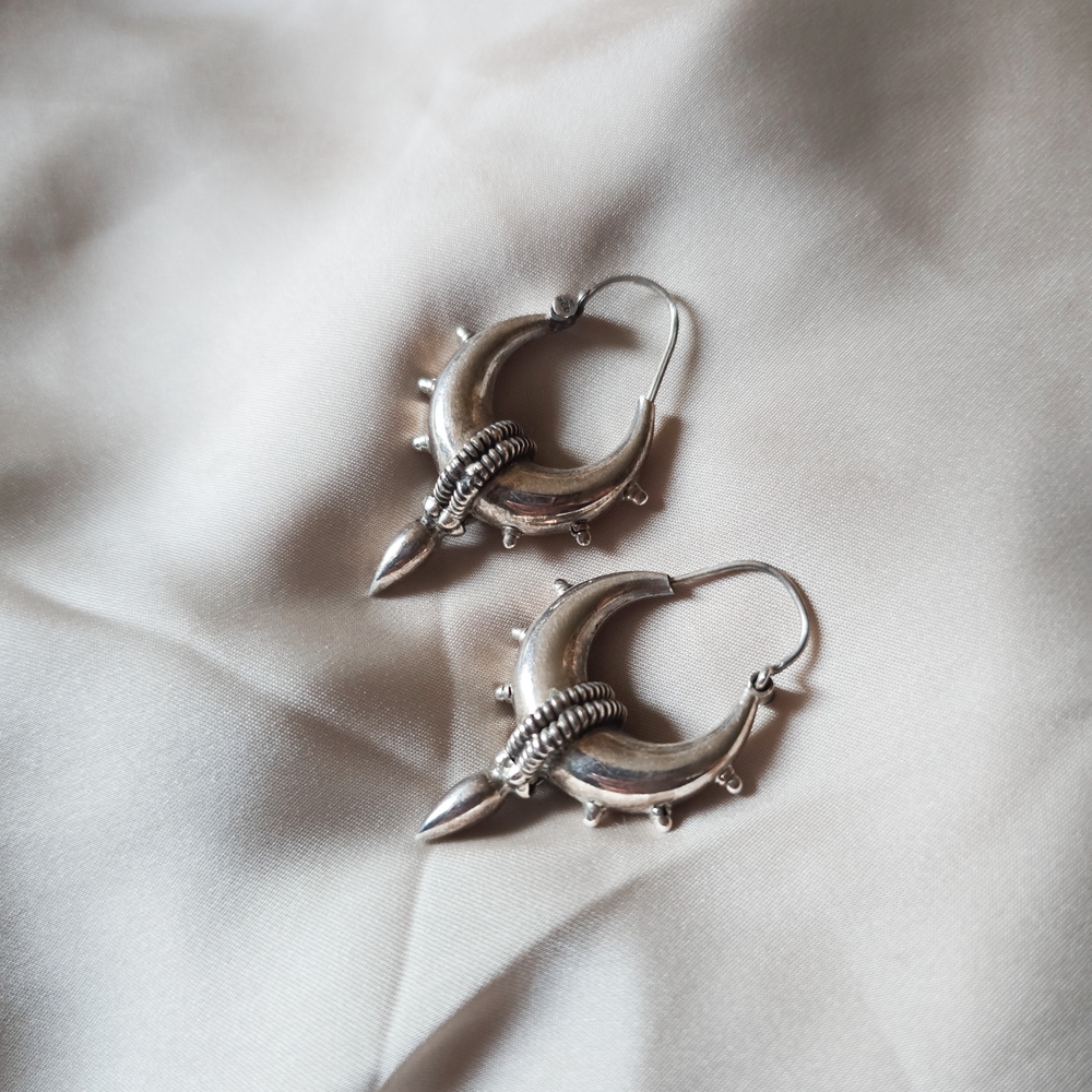 Tribal Silver Hoop Earrings